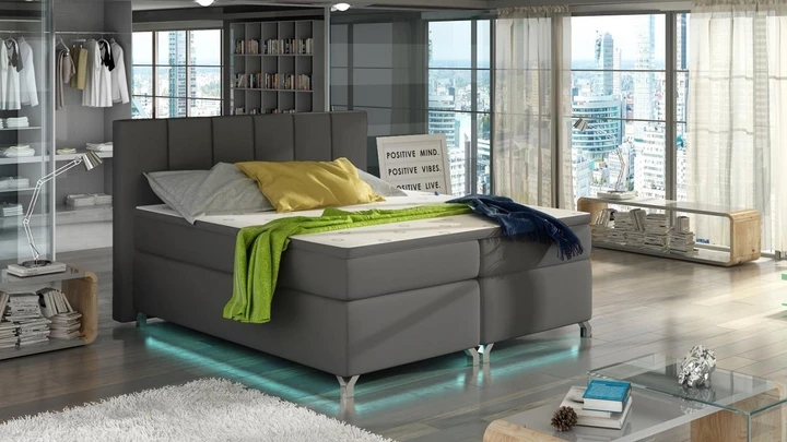 VERDI 140x200 cm kontinentálne posteľ boxspring s LED osvetlením