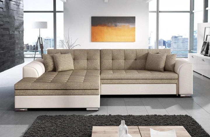 SYDNEY moderná rozkladacia rohová sedačka so širokou leňoškou