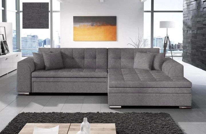 SYDNEY moderná rozkladacia rohová sedačka so širokou leňoškou – bez čalúnenia zadnej strany