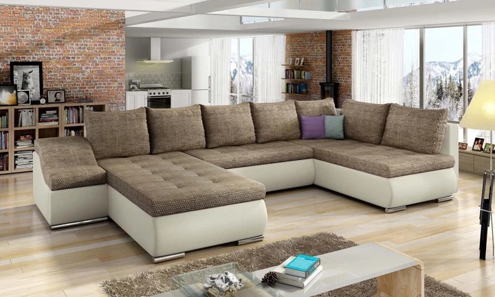 PETER rozkladacia sedacia súprava v tvare U s úložným priestorom