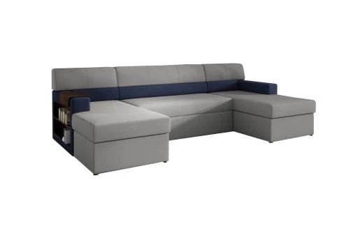 MAX rozkladacia sedacia súprava v tvare U s knižnicou a odkladacou policou