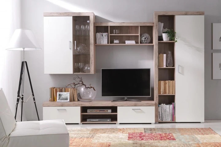 SAMBA II obývacia stena, dekor san marino/krém