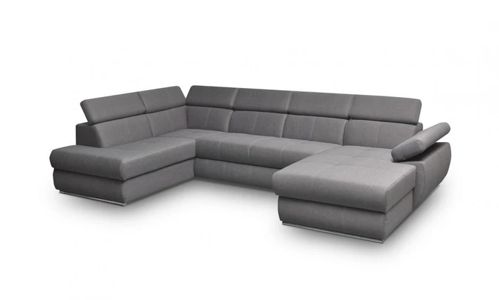 FABIOLA U moderná rozkladacia sedacia súprava do U s regulovateľnými opierkami hlavy a lakťov