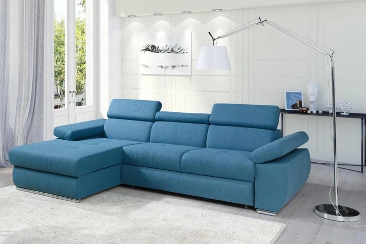 FABIOLA rozkladacia rohová sedačka s nastaviteľnými opierkami hlavy a lakťov