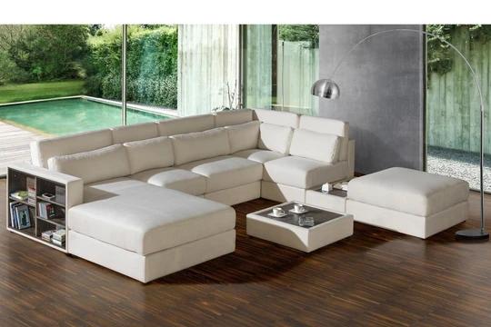 RHINO U (2) moderná sedačka s knižnicou a stolíkom, BR/T+OT+1+1,5+E+1+S/OT+P