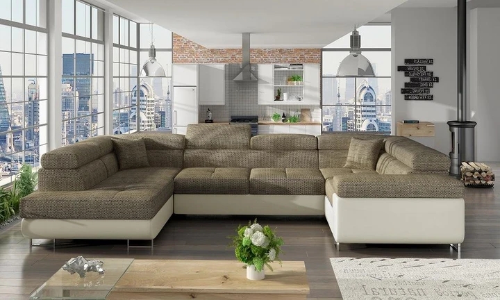 ROOSEVELT U moderná rozkladacia sedačka v tvare U s polohovacími opierkami