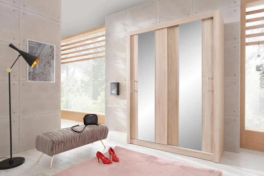 DUNCAN 3 šatníková skriňa so zrkadlom a posuvnými dverami | 2 dekory