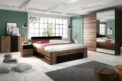 ZUZANA 2 nábytok do spálne, dekor dub monastery/čierny mat