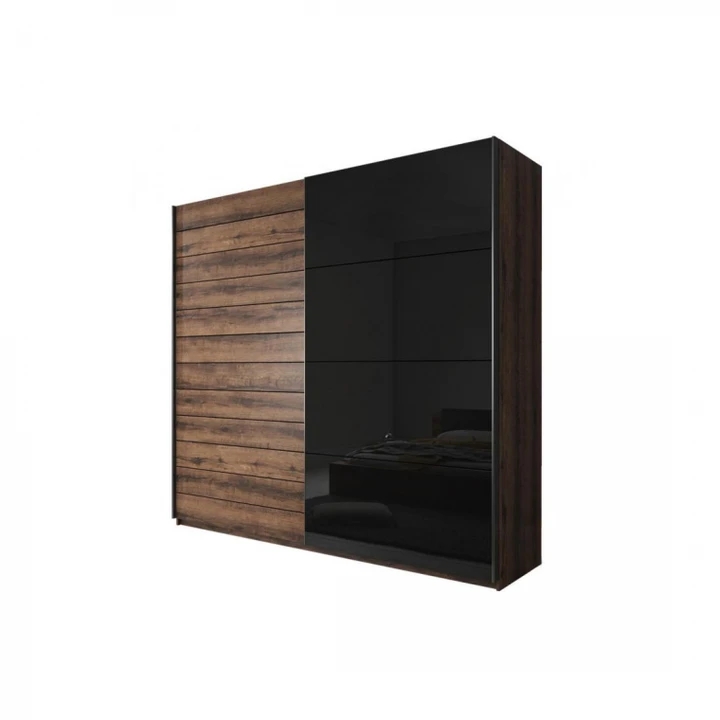 CHANELL SKRIŇA 2D - 220 cm, dekor dub monastery/čierny lesk