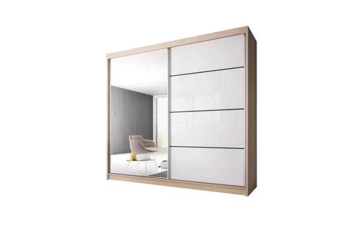 MULTI 35 šatníková skriňa so zrkadlom a posuvnými dverami, dub sonoma | 3 rozmery