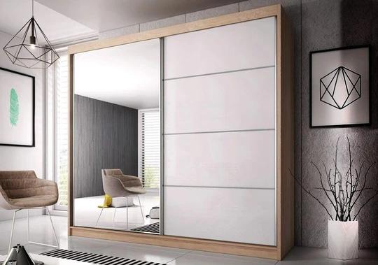 MULTI 35 šatníková skriňa so zrkadlom a posuvnými dverami, dub sonoma | 3 rozmery