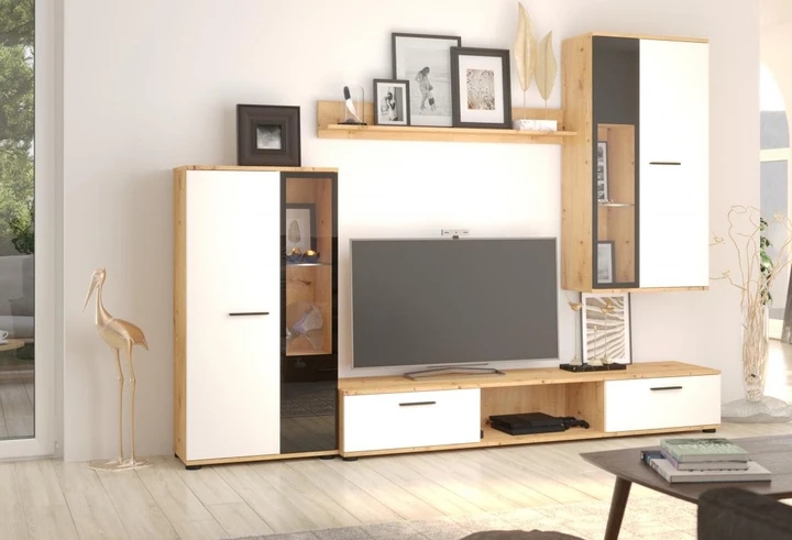 CAROL IV obývacia stena, biela/dub artisan