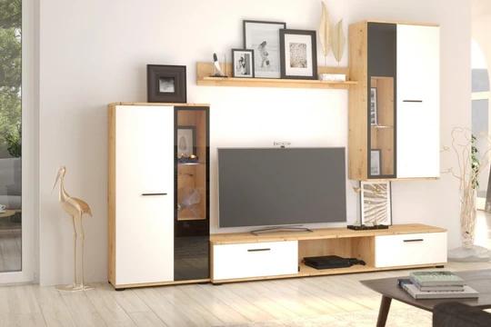 CAROL IV obývacia stena, biela/dub artisan