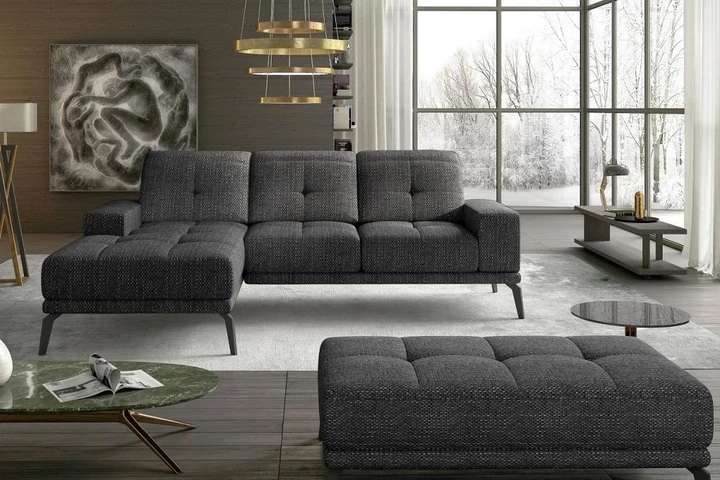 BELMONT minimalistická rohová sedacia súprava s nastaviteľnou hĺbkou sedenia