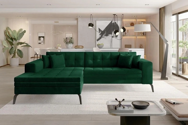 NANTES moderná rozkladacia rohová sedačka so širokou leňoškou