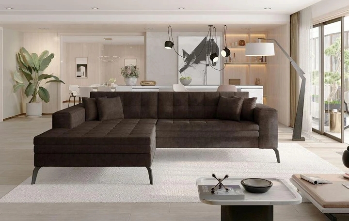 NANTES moderná rozkladacia rohová sedačka so širokou leňoškou