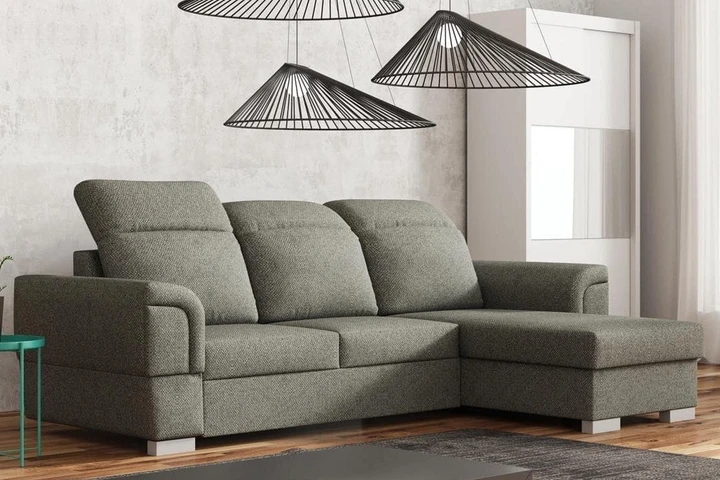 WOODES moderná rozkladacia rohová sedačka s vysokým operadlom