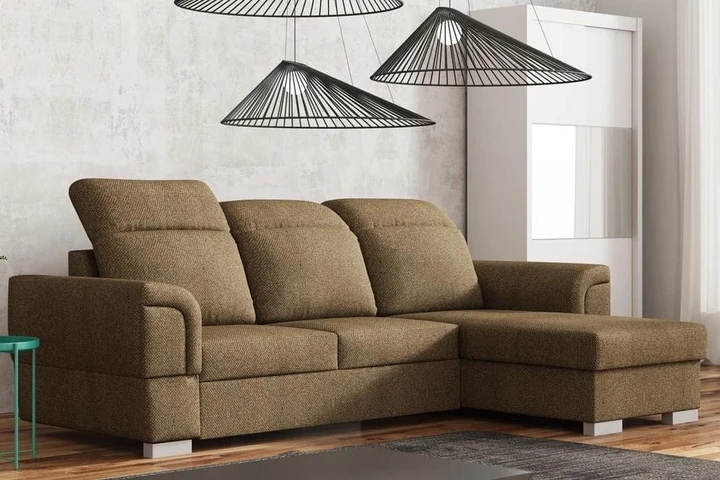 WOODES moderná rozkladacia rohová sedačka s vysokým operadlom