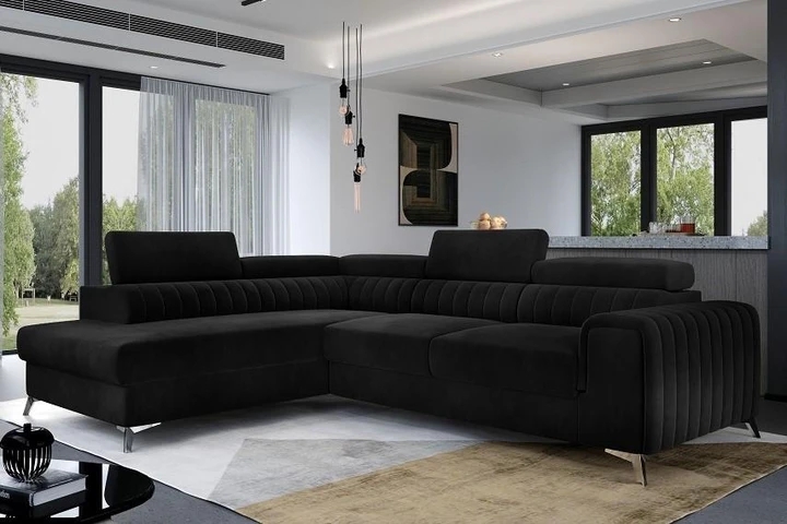 MARIO moderná rozkladacia rohová sedačka s polohovacími záhlavníky