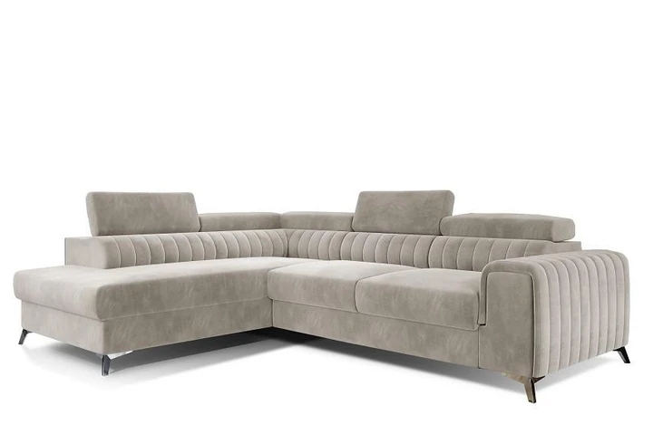 MARIO moderná rozkladacia rohová sedačka s polohovacími záhlavníky