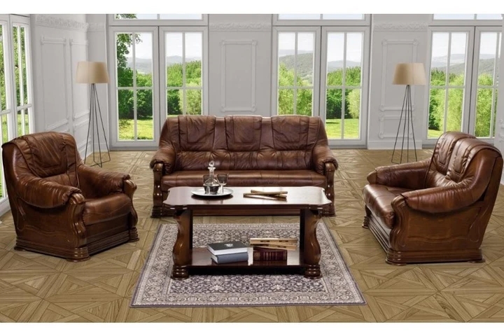 PATRICIE rustikálna sedacia súprava 3F+2+1 v pravej koži - rozkladacia