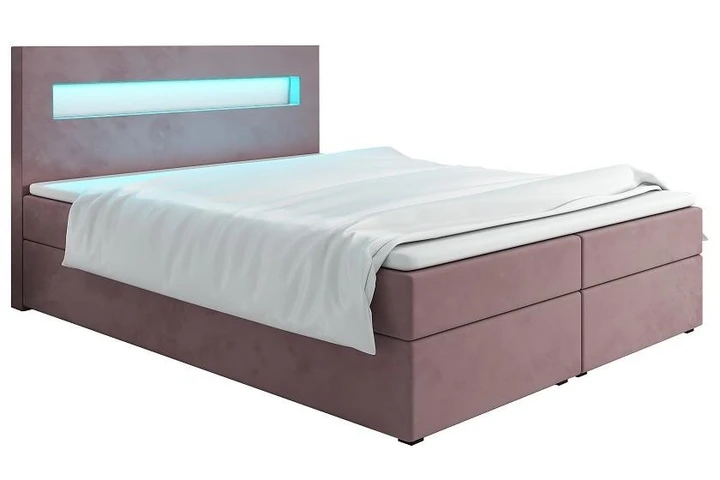 MALONE 160x200 cm kontinentálna posteľ boxspring s LED osvetlením