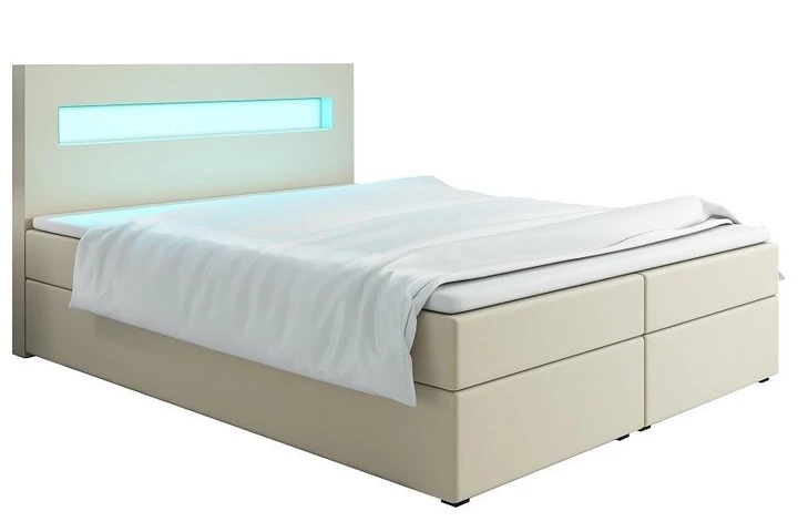 MALONE 160x200 cm kontinentálna posteľ boxspring s LED osvetlením