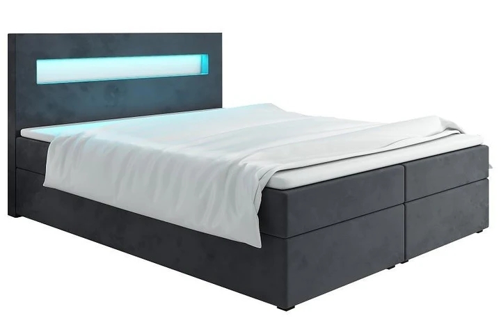 MALONE 200x200 cm kontinentálna posteľ boxspring s LED osvetlením