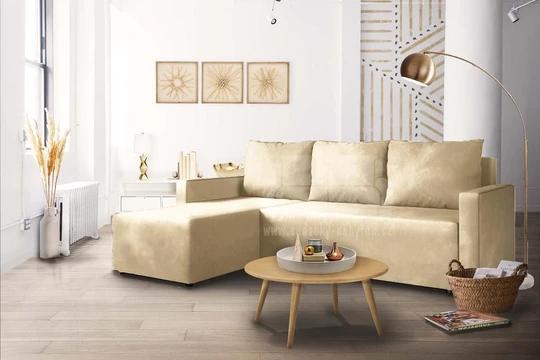 VIESTE rozkladacia rohová sedačka s úložným priestorom, béžová