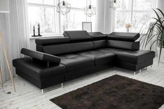 SANDET MINI moderná sedacia súprava s polohovacími záhlavníkmi v pravej koži