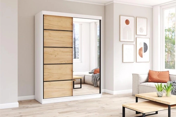 NIKOL 05 šatníková skriňa so zrkadlom a posuvnými dverami