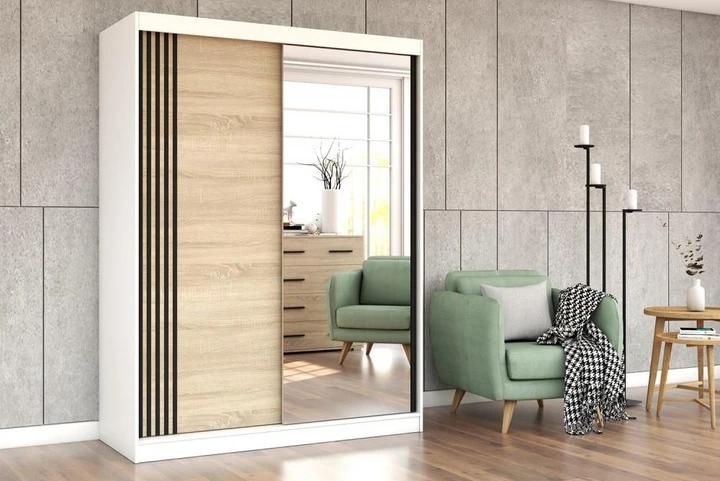 NIKOL 07 šatníková skriňa so zrkadlom a posuvnými dverami