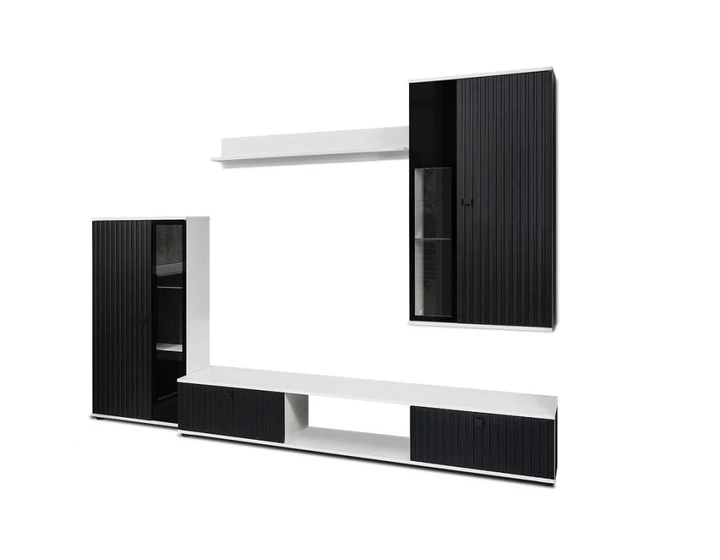 CAROL MDF III obývacia stena, čierna/biela