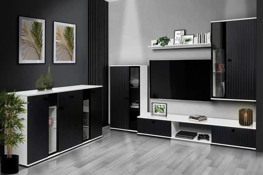 CAROL MDF III obývacia stena, čierna/biela