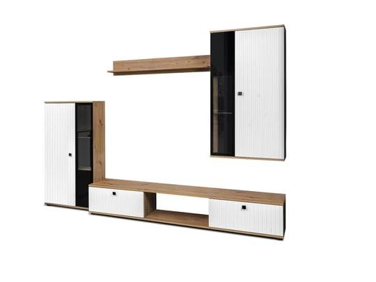 CAROL MDF IV obývacia stena, biela/dub artisan