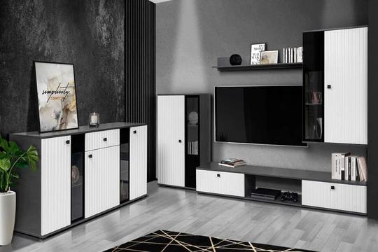 CAROL MDF VIII obývacia stena, biela/matera