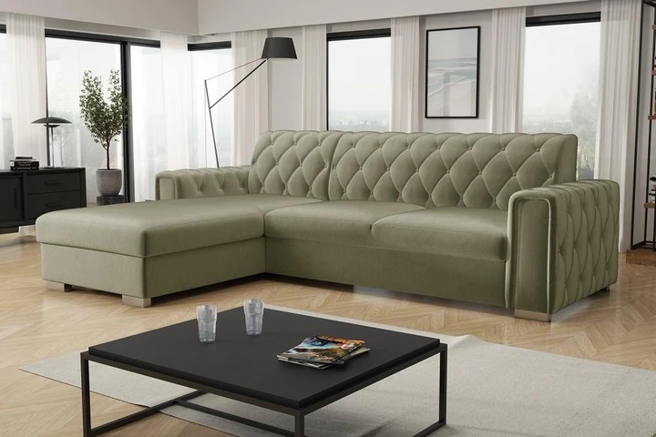 LUXURY elegantná rozkladacia rohová sedačka s úložným priestorom