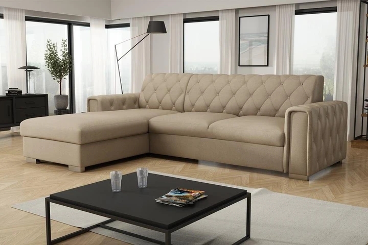 LUXURY elegantná rozkladacia rohová sedačka s úložným priestorom