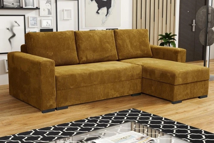 MERLIN retro rozkladacia rohová sedačka s úložným priestorom