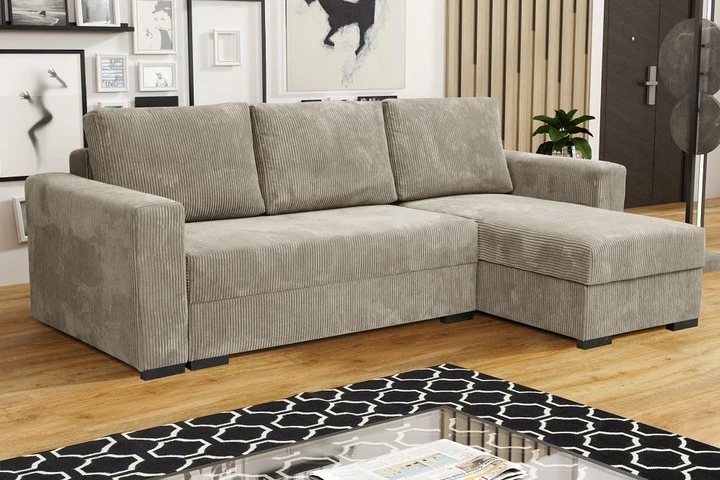 MERLIN retro rozkladacia rohová sedačka s úložným priestorom