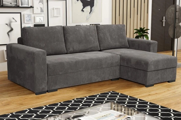 MERLIN retro rozkladacia rohová sedačka s úložným priestorom