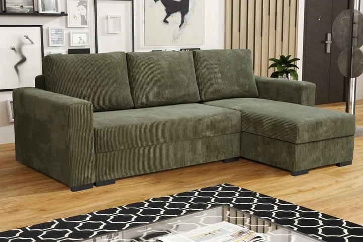 MERLIN retro rozkladacia rohová sedačka s úložným priestorom