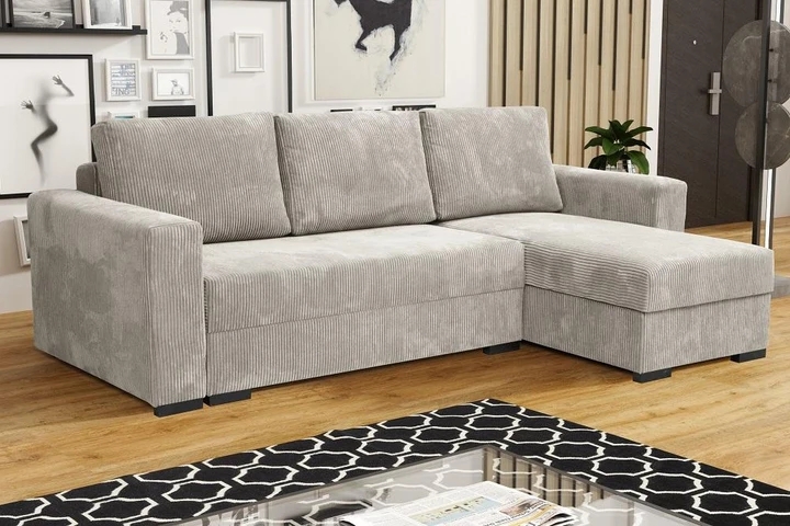 MERLIN retro rozkladacia rohová sedačka s úložným priestorom