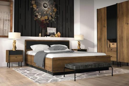 PRIVILEGE P13 manželská posteľ 160x200, dekor orech warmia / san sebastian / čierny mat