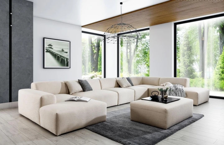 ZEUS U XL modulárna sedacia súprava, OBL+2+1+1+R+OP