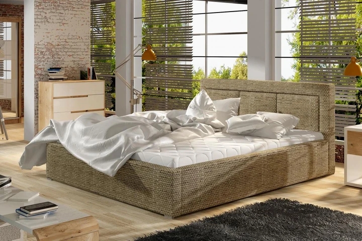 MARCELO II 200x200 cm čalúnená posteľ s kovovým roštom a úložným priestorom