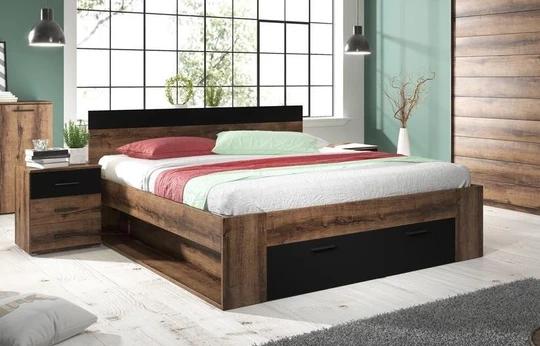 ZUZANA 2 180x200 cm manželská posteľ s úložným priestorom, dekor dub monastery/čierny mat