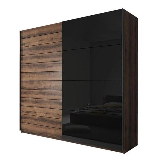 CHANELL SKRIŇA 2D - 220 cm, dekor dub monastery/čierny lesk