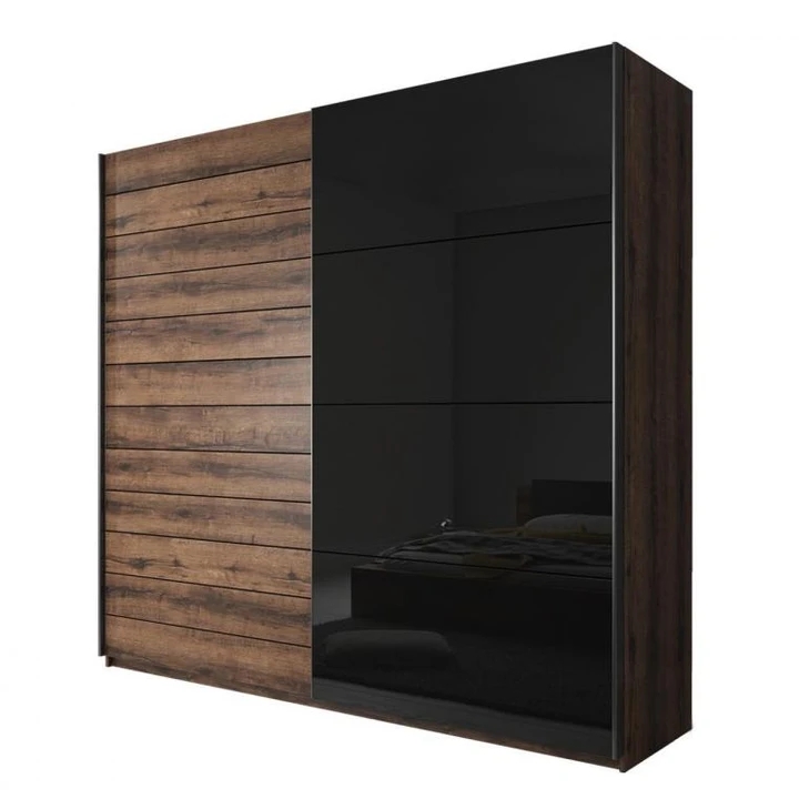 CHANELL SKRIŇA 2D - 270 cm, dekor dub monastery/čierny lesk