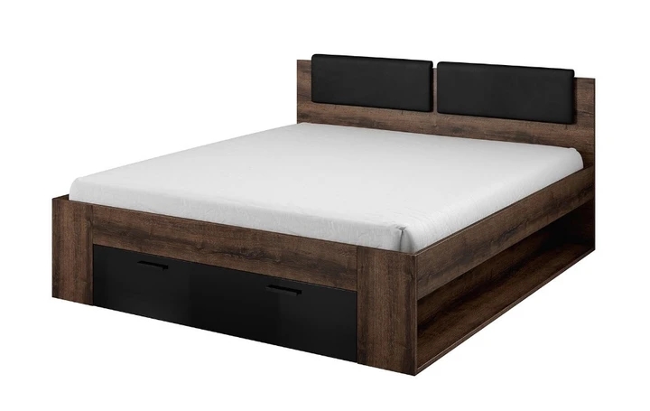 CHANELL posteľ 180x200 cm, dekor dub monastery/čierny lesk